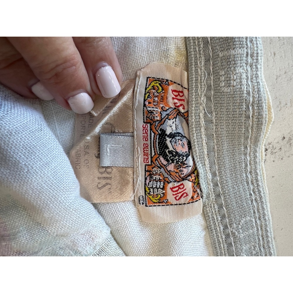Vintage Gene Ewing Bis Linen Midi Skirt Architectural Building Print White L - Picture 4 of 7